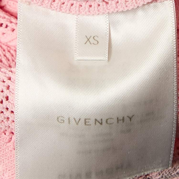 Pre Owned Givenchy Pink Monogram Knit Short Flared Dress XS