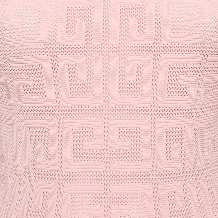 Pre Owned Givenchy Pink Monogram Knit Short Flared Dress XS