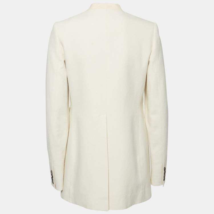 Pre Owned Givenchy Off-White Cotton Slub Double Breasted Blazer S