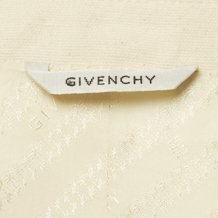 Pre Owned Givenchy Off-White Cotton Slub Double Breasted Blazer S