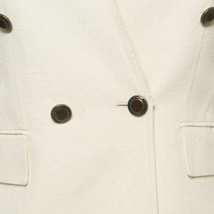 Pre Owned Givenchy Off-White Cotton Slub Double Breasted Blazer S