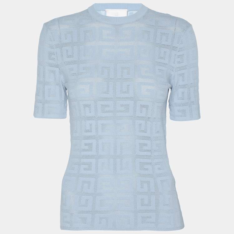 Pre Owned Givenchy Blue Stretch Knit Blend Tops XS