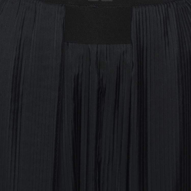 Pre Owned Givenchy Black Polyester Pleated Asymmetric Midi Skirt S