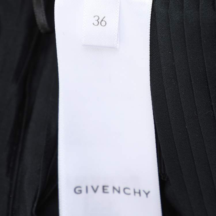 Pre Owned Givenchy Black Polyester Pleated Asymmetric Midi Skirt S