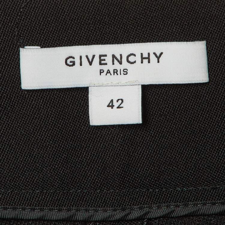 Pre Owned Givenchy Black Wool Pleated Button Hem Detail Pants L