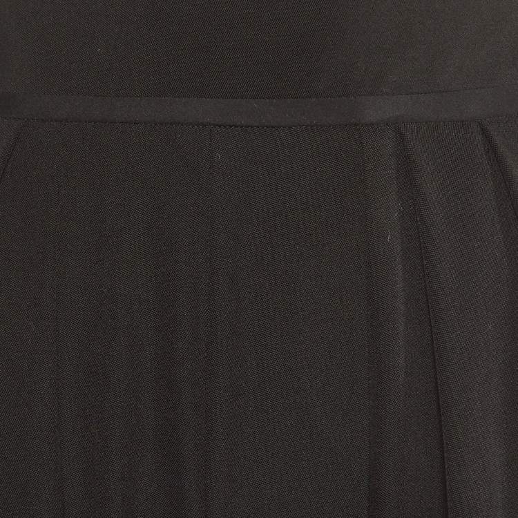 Pre Owned Givenchy Black Wool Pleated Button Hem Detail Pants L
