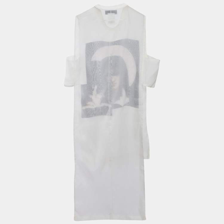 Pre Owned Givenchy Off White Printed Silk High Low Hem Pullover XXS