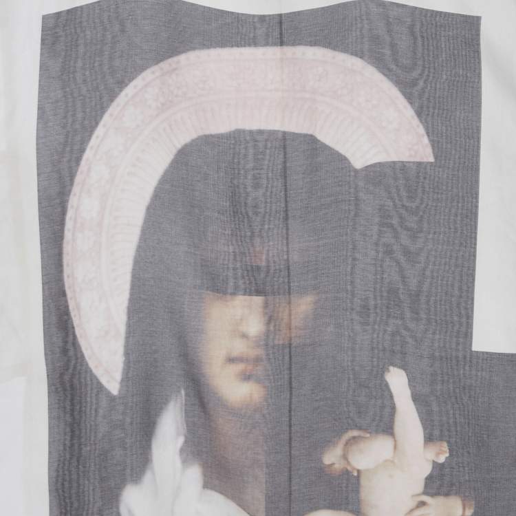 Pre Owned Givenchy Off White Printed Silk High Low Hem Pullover XXS