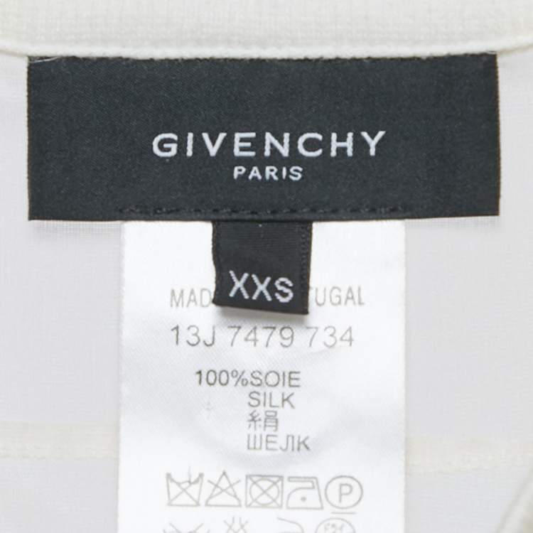 Pre Owned Givenchy Off White Printed Silk High Low Hem Pullover XXS