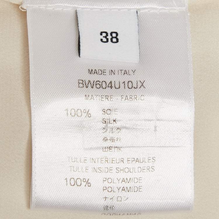 Pre Owned Givenchy Off- White Silk Chiffon Contrast Neck Tie Detail Shirt M