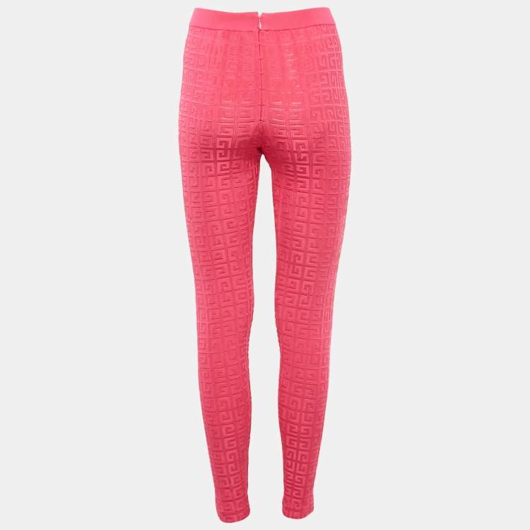 Pre Owned Givenchy Pink Monogram Jacquard Knit Leggings XS