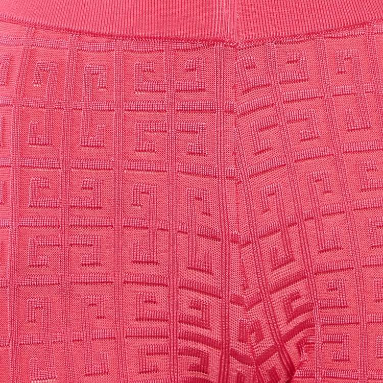 Pre Owned Givenchy Pink Monogram Jacquard Knit Leggings XS