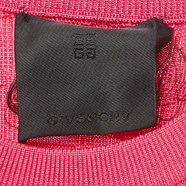 Pre Owned Givenchy Pink Monogram Jacquard Knit Crewneck Top S