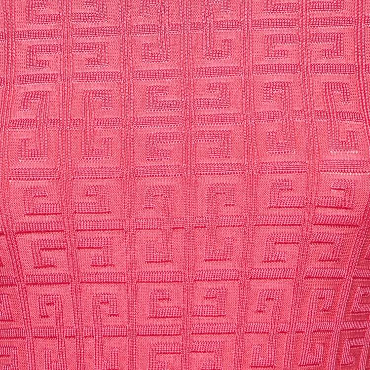 Pre Owned Givenchy Pink Monogram Jacquard Knit Crewneck Top S