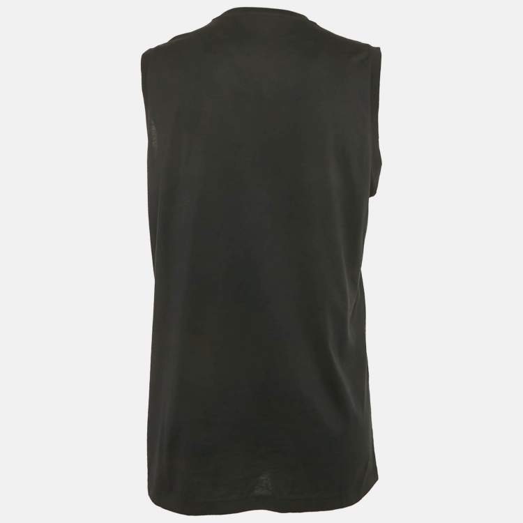 Pre Owned Givenchy Black Printed Jersey Sleeveless T-Shirt M