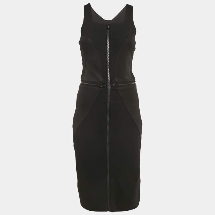 مملوكة مسبقًا Givenchy Black Knit Sleeveless Zip Detail Bodycon Dress M