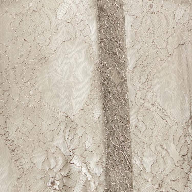 Pre Owned Givenchy Grey Floral Lace Sheer Shirt M