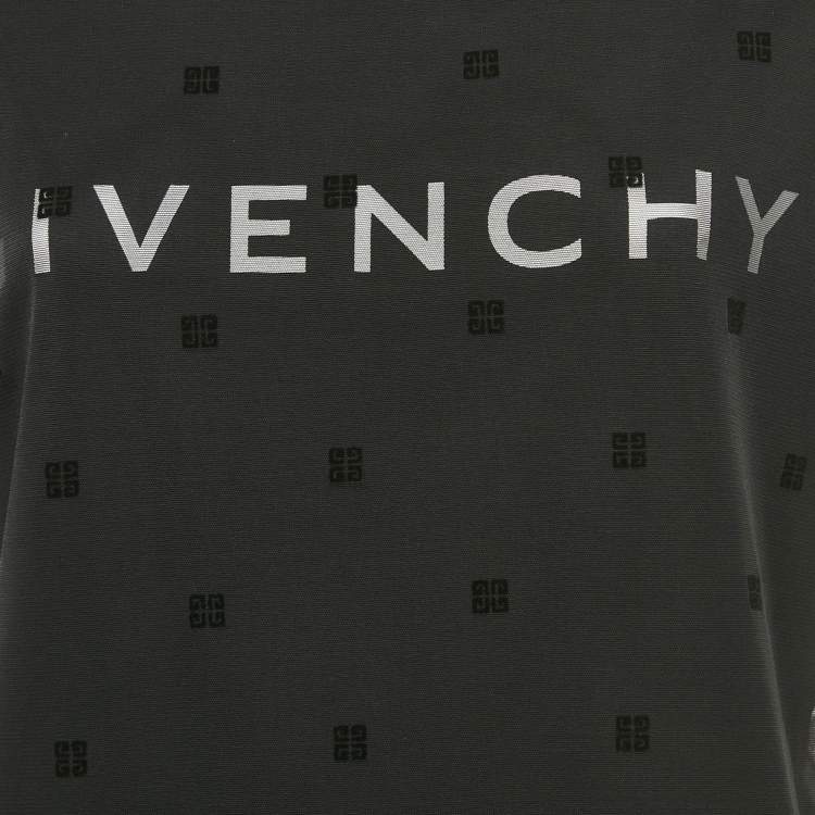 Pre Owned Givenchy Black Monogram Mesh and Jersey Layered T-Shirt XL