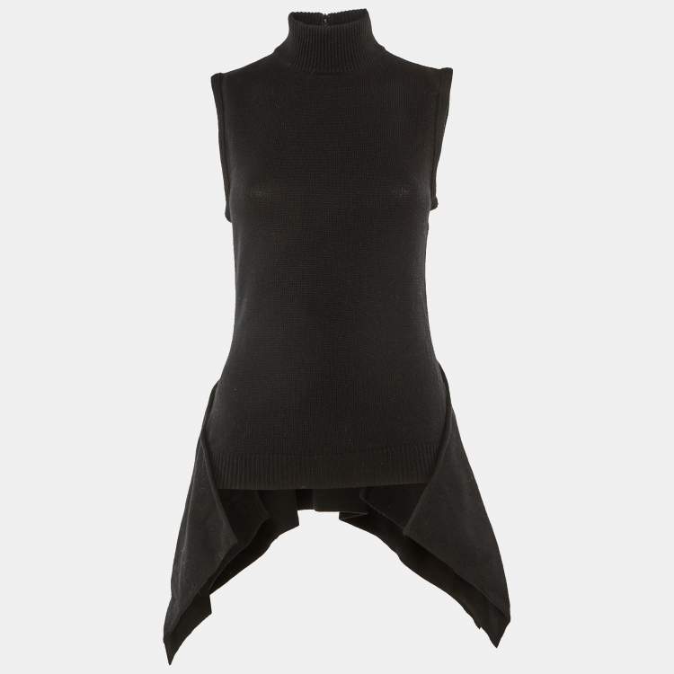 Pre Owned Givenchy Black Wool Knit Asymmetric Hem Sweater M