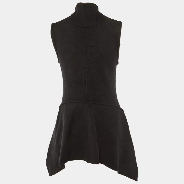 Pre Owned Givenchy Black Wool Knit Asymmetric Hem Sweater M