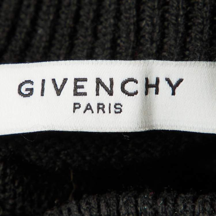 Pre Owned Givenchy Black Wool Knit Asymmetric Hem Sweater M