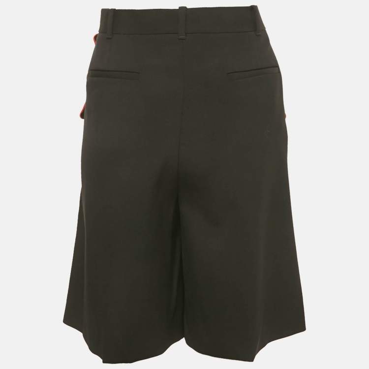 Pre Owned Givenchy Black Velvet Trim Gabardine Shorts L