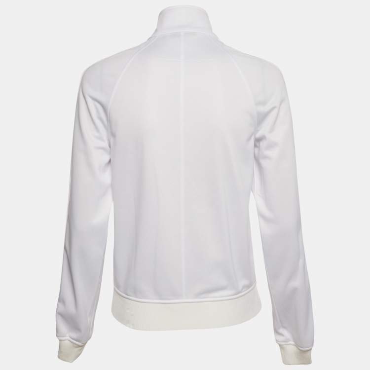 Pre Owned Givenchy White Logo Detail Jersey Zip-Up Jacket S