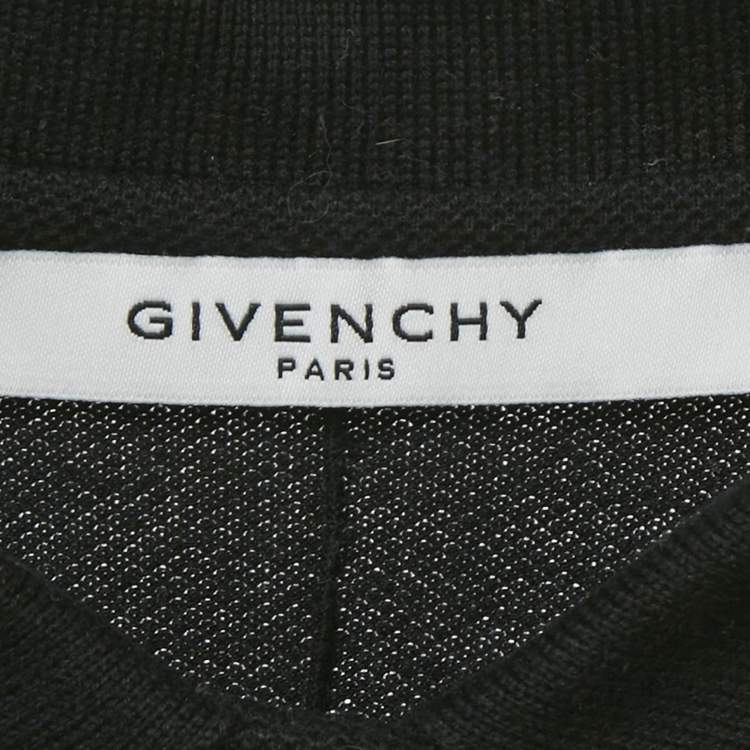 Pre Owned Givenchy Black Stars Applique Pique Polo Dress L