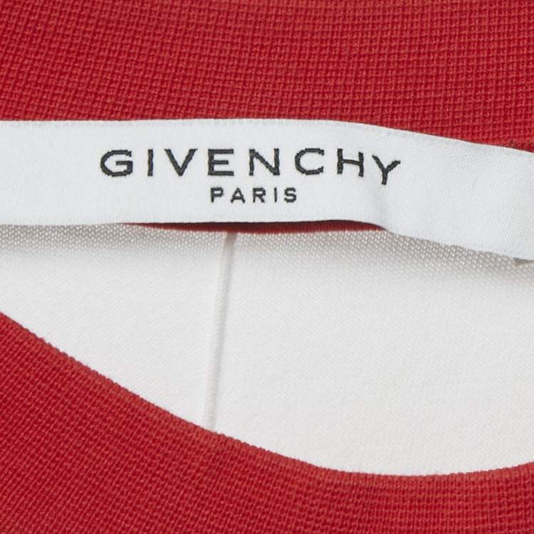 Pre Owned Givenchy White Printed Cotton Color-Block Raglan Sleeve T-Shirt Dress M