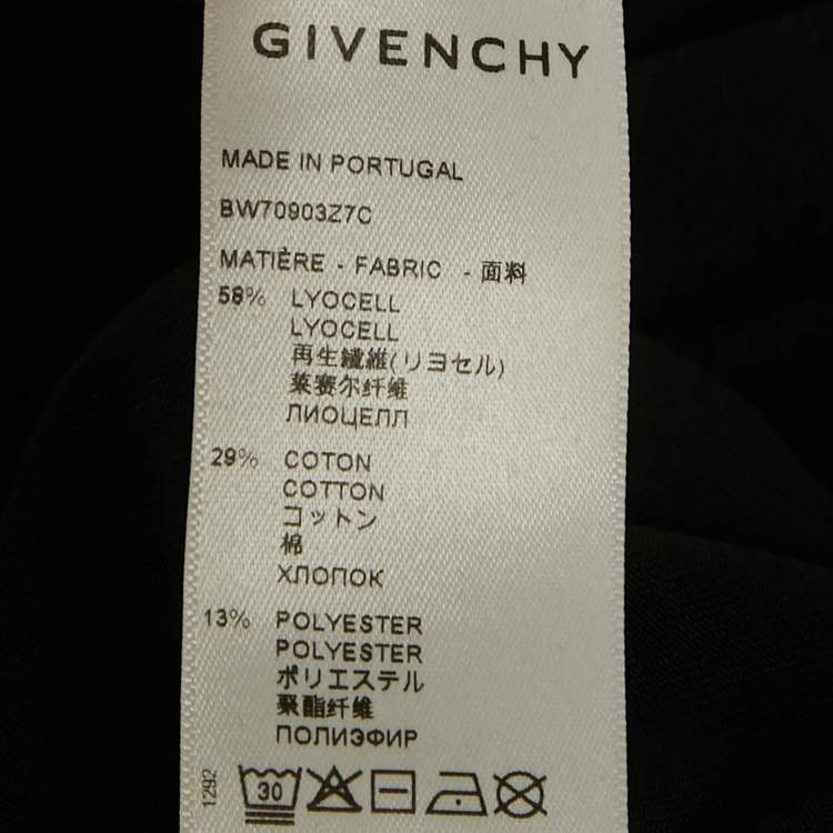 Pre Owned Givenchy Black Sheer Logo Detail Knit Full Sleeve T-Shirt S