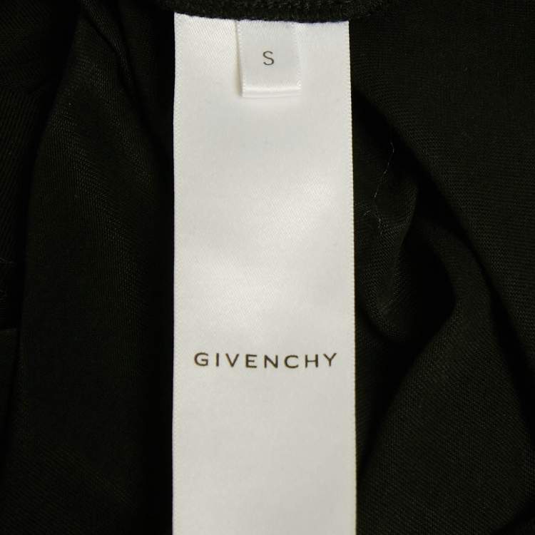 Pre Owned Givenchy Black Sheer Logo Detail Knit Full Sleeve T-Shirt S