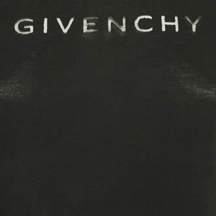 Pre Owned Givenchy Black Sheer Logo Detail Knit Full Sleeve T-Shirt S