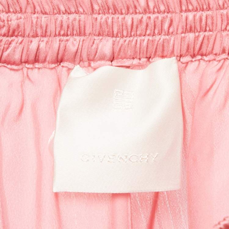 Pre Owned Givenchy Pink Logo Patterned Satin Shorts S