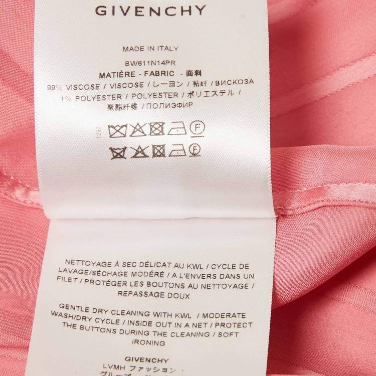 Pre Owned Givenchy Pink Logo Patterned Satin Long Sleeve Top S