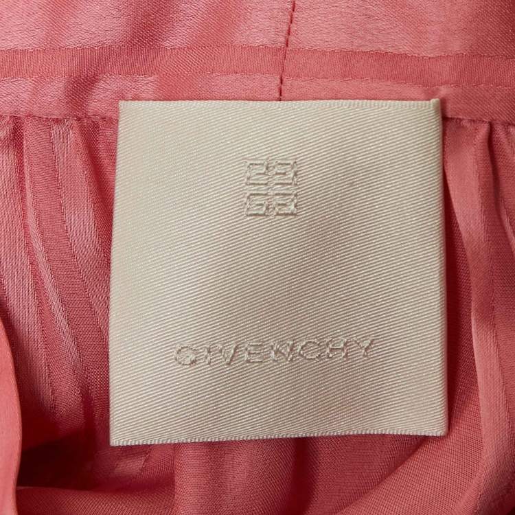 Pre Owned Givenchy Pink Logo Patterned Satin Long Sleeve Top S