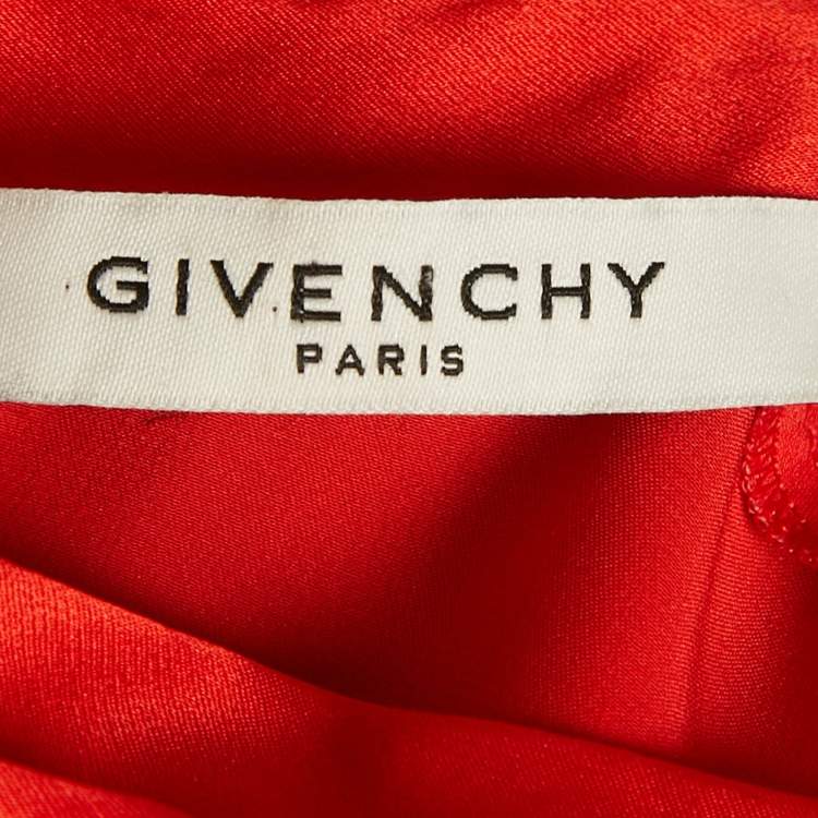 Pre Owned Givenchy Red Silk Neck Drape Detail Maxi Dress M 