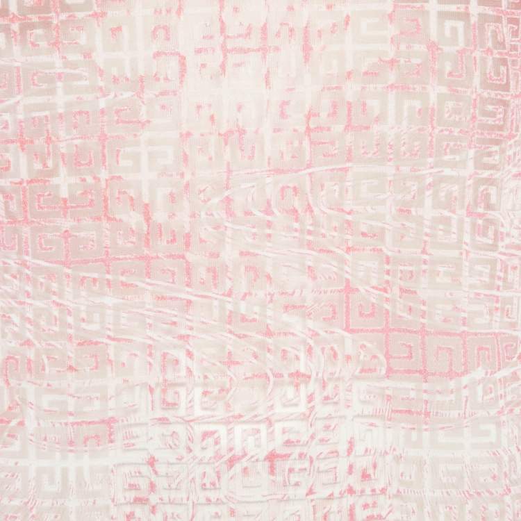 Pre Owned Givenchy Pink/White Mesh Velvet 4G Turtleneck Top M