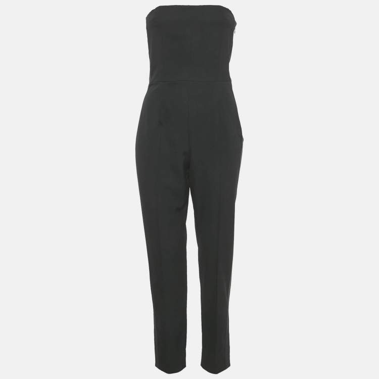 Pre Owned Givenchy Black Crepe Band Detail Strapless Jumpsuit M 