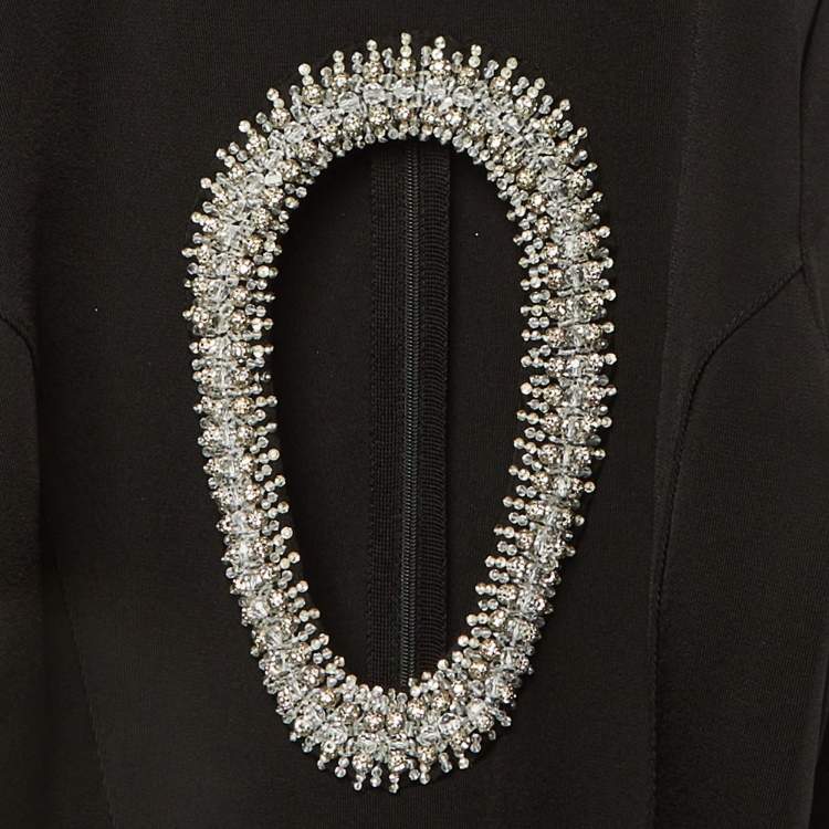 Pre Owned Givenchy Black Jersey Cut-Out Embellished Gown S 
