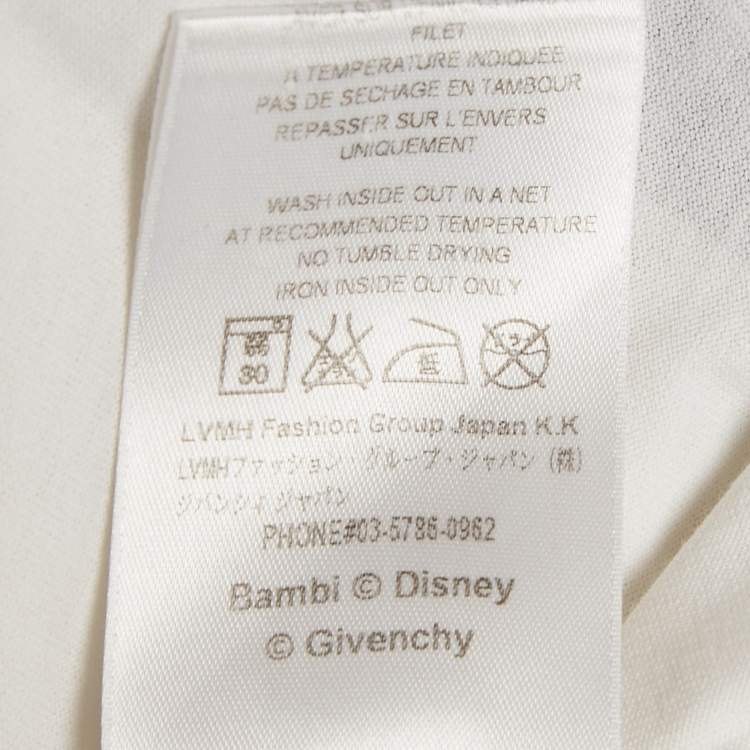 Pre Owned Givenchy White Bambi Print Jersey Crewneck T-Shirt XS