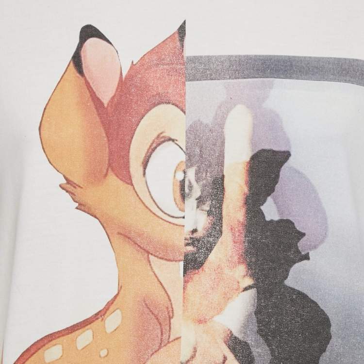 Pre Owned Givenchy White Bambi Print Jersey Crewneck T-Shirt XS