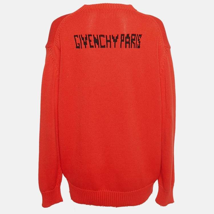 Pre Owned سترة جيفنشي محبوك رين بشعار أحمر بحجم صغير – إكسترا سمول