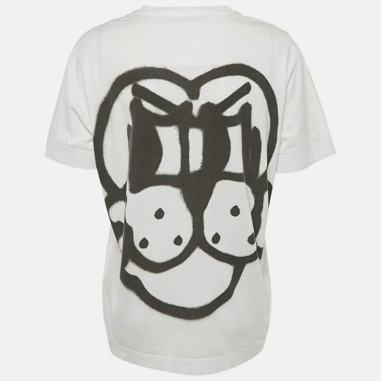 Pre Owned Givenchy White Printed Jersey Crewneck T-Shirt M