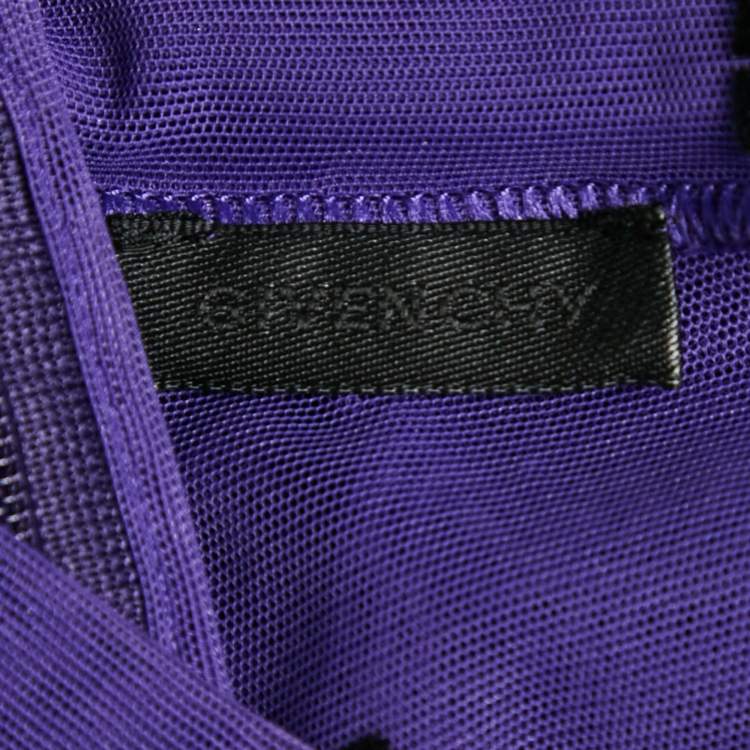 مملوكة مسبقًا Givenchy Purple Logo Embroidered Stretch Mesh Sheer Bodycon M