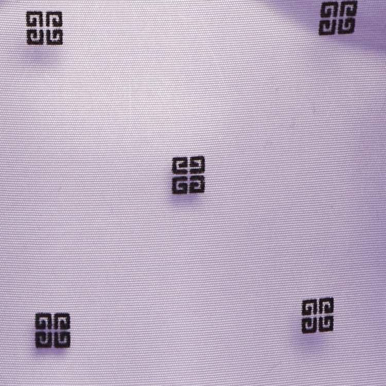 مملوكة مسبقًا Givenchy Purple Logo Embroidered Stretch Mesh Sheer Bodycon M