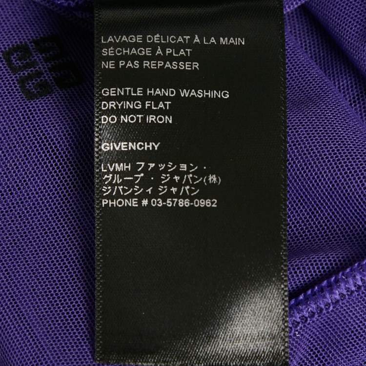 مملوكة مسبقًا Givenchy Purple Logo Embroidered Stretch Mesh Sheer Bodycon M