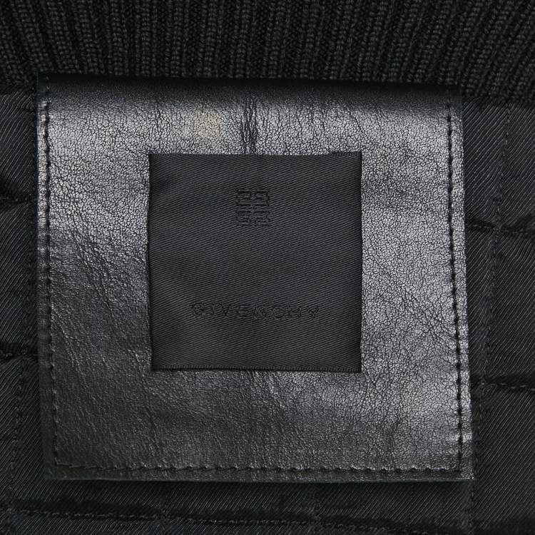 Pre Owned Givenchy Black Rib Knit and Leather Crop Jacket M