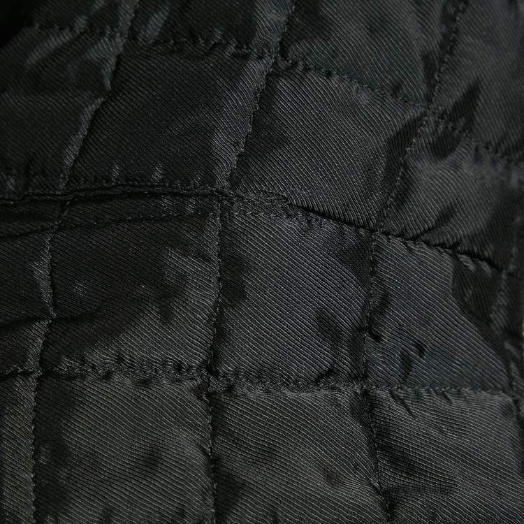 Pre Owned Givenchy Black Rib Knit and Leather Crop Jacket M