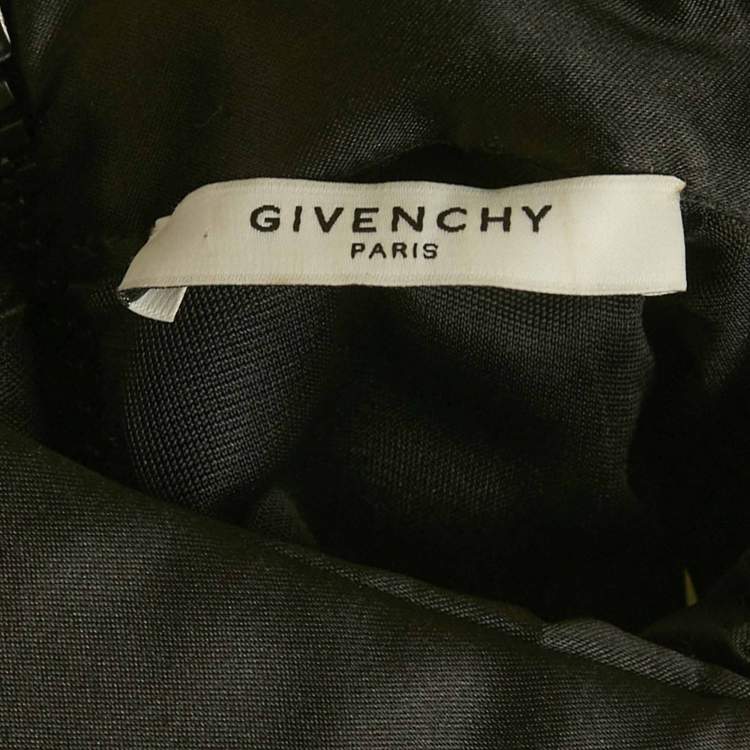 Pre Owned Givenchy Yellow Panther Print Satin Tulle Trim Short Dress S