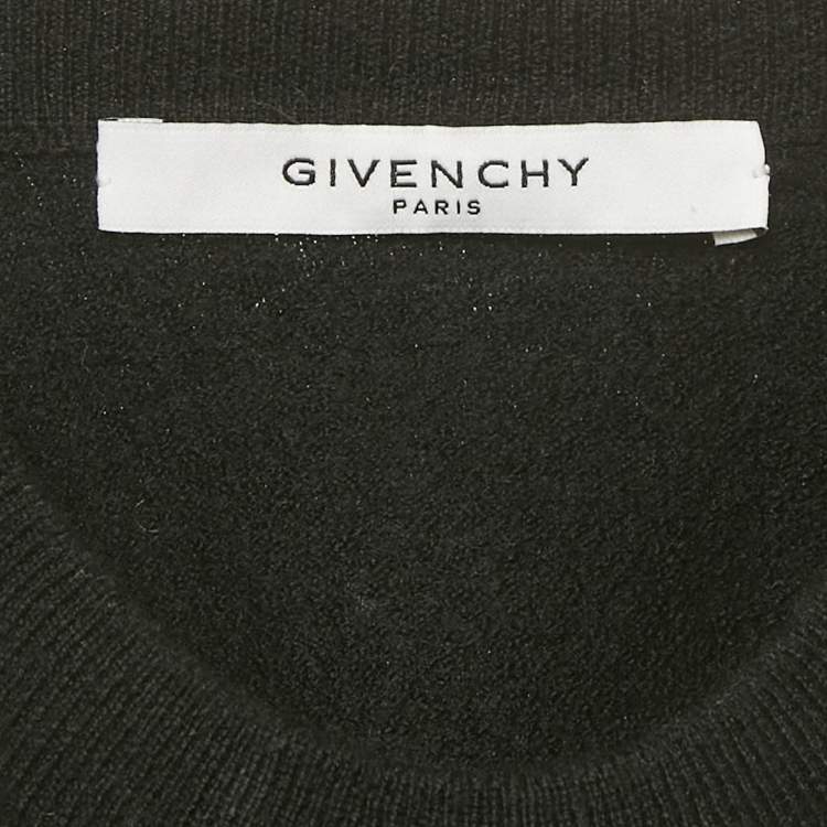 Pre Owned Givenchy Black Logo Intarsia Wool Jumper XL  